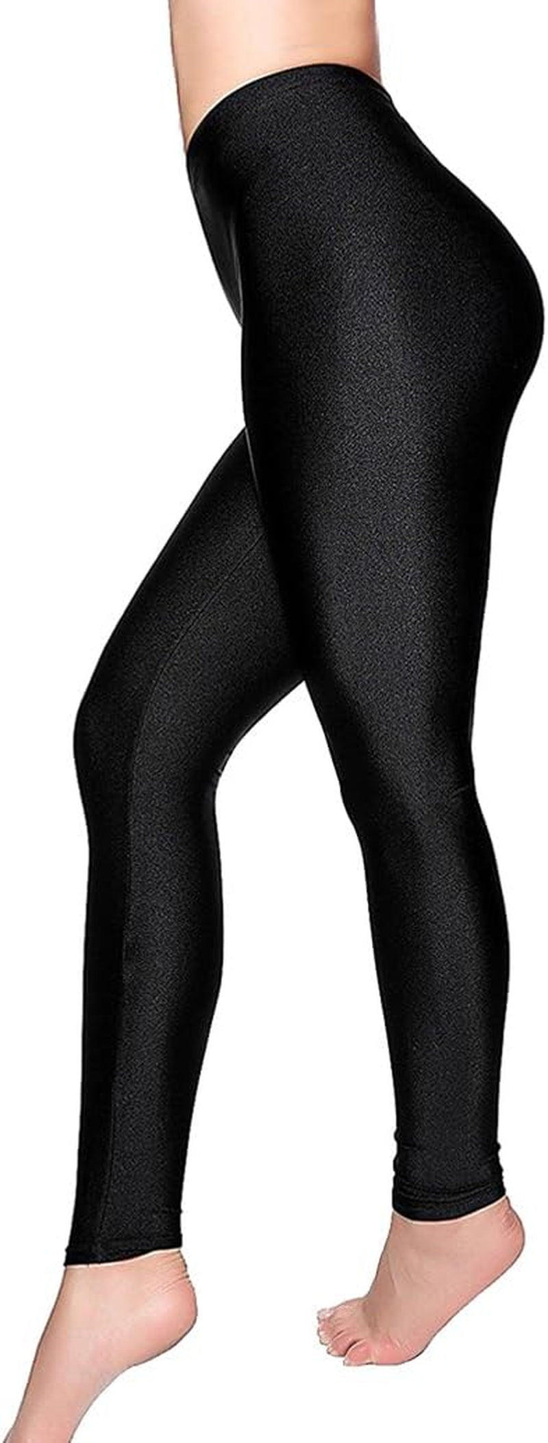 Women’s Mid-Waist Shiny Stretch Sports Leggings