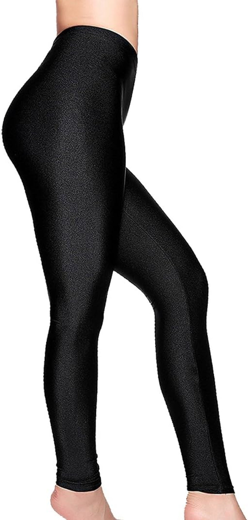Women’s Mid-Waist Shiny Stretch Sports Leggings