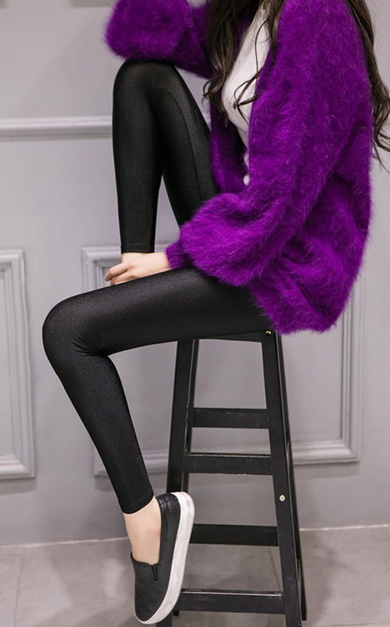 Women’s Mid-Waist Shiny Stretch Sports Leggings